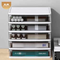 Desktop Storage Cabinet with Drawers, A4 File Box, Stationery Storage Cabinet, Transparent Workstation Organizer, Office Desk Storage Rack