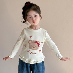 Girls' Base Layer Shirt for Spring and Autumn 2026 New Stylish Thin Long-Sleeve T-Shirt for Girls and Toddlers, Children's Autumn Top