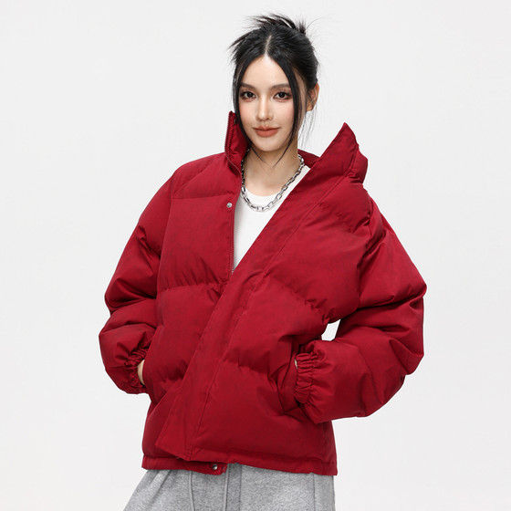 
YORKZOOM autumn and winter new tie-dye printed stand-collar basic cotton clothes for couples men's loose and thickened cotton clothes