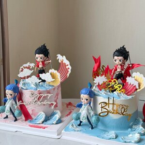 
Internet celebrity Nezha Ao Bing cake decoration ornaments magic boy third prince Huntian Ling children's birthday baking dessert plug-in