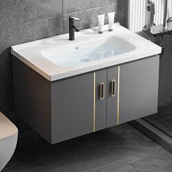 Bathroom Sink Cabinet Combination for Small Apartments, Wall-Mounted Washbasin, Ceramic Integrated Washbasin, Home Washstand