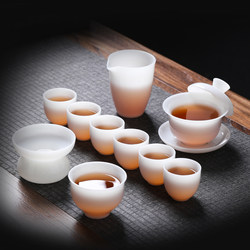Tea Set 2025 New Model for Home Use, Kung Fu Glass, Light Luxury, High-End, Large Bubble Tea Special, Ice Jade Tea Cup