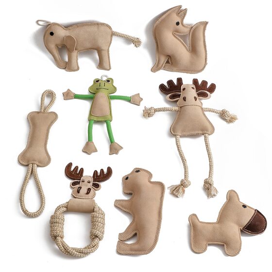 新品牛皮耐咬磨牙发声宠物玩具猫狗互动玩具训狗咬棒训练咬枕