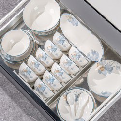 Dinnerware Set for Home Use 2026 New Model Jingdezhen High Aesthetic Value Tableware Simple Ceramic Bowls and Plates Bowls and Chopsticks Housewarming Bowlware