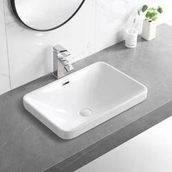 Taiwan Semi-Embedded Ceramic Basin for Home Bathroom, Rectangular or Oval Washbasin for Balcony