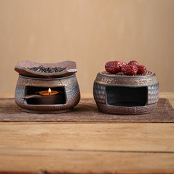Ceramic Coarse Pottery Tea Stove for Brewing and Roasting Tea, Home-Use Room Temperature Tea Stove, Incense Burner, Candle Heater, Vintage Tea Ceremony Incense Burner