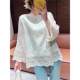 2025 spring new mid-length embroidered high-end shirt for women European round neck loose flared sleeve top
