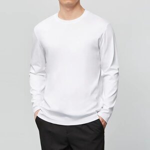 
2026 spring men's round neck long-sleeved T-shirt solid color versatile slimming bottoming shirt top L6076D