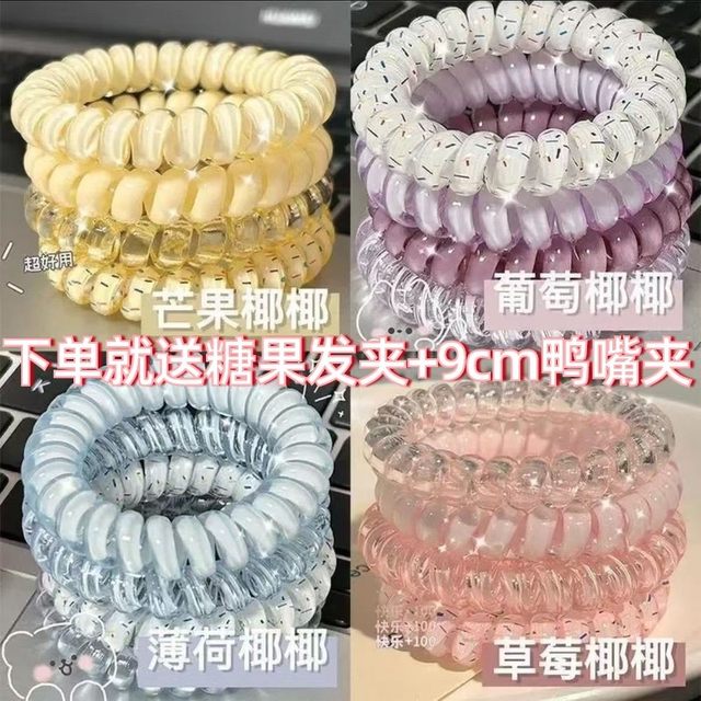 Sweet girl strawberry coconut coconut phone line hair loop tie hair temperament markless head rope rubber band high elastic durable women