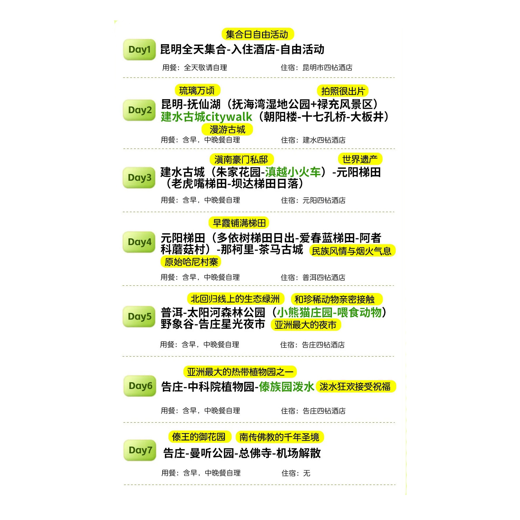 2-8人滇东南+版纳纯玩7日/元阳梯田-普洱-野象谷-中科院-星光夜市