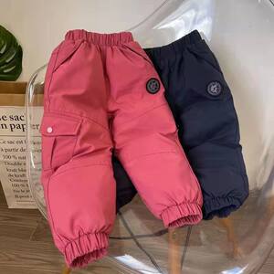 
Children's down pants autumn and winter new white duck down boys and girls thickened pants warm middle and large children's outer trousers