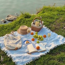 White French-Style Outdoor Picnic Mat, Picnic Cloth, High-Looking Portable Moisture-Proof Mat, Lawn Mat, Beach Music Festival