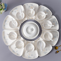 New Ceramic Fan-Shaped Plate, Rice Bowl, Dish Plate, Microwave Oven, High Temperature Resistant Tableware, Reunion Party, New Year's Housewarming Gift