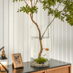 Large Diameter Vase with Floor-Standing Glass, Transparent, for Tall Arrangements with Long Branches, Extra Tall and Extra Large
