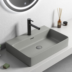 Nordic Countertop Basin Gray Washbasin Household Ceramic Square Washbasin Large Size Single Basin Bathroom Basin