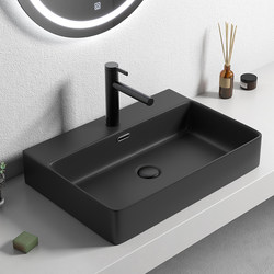 Nordic Countertop Washbasin Household Ceramic Square Washbasin Large Size Black Single Basin Hotel Bathroom
