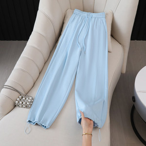 
La Chapelle dopamine solid color sports pants women's new high-waisted wide-leg pants loose straight casual pants