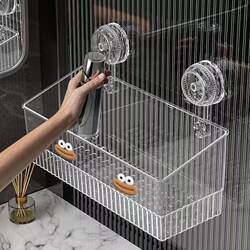 Bathroom Shelf with Suction Cups for Glass Windows, No-Drill Wall-Mounted Storage Box, Special for Bathroom Sinks and Washbasins
