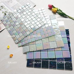 Internet-Famous Guesthouse Iridescent Crystal Glass Mosaic Swimming Pool Tiles Restaurant Bathroom Kitchen Background Wall Blue
