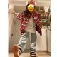National trend American street red plaid shirt short-sleeved women's summer couple high street trendy brand design niche tops