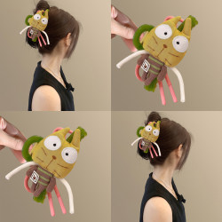 Mischievous~ Cute Bear Bow Design Hair Clip Cartoon Versatile Double-Sided Shark Clip Hair Accessory