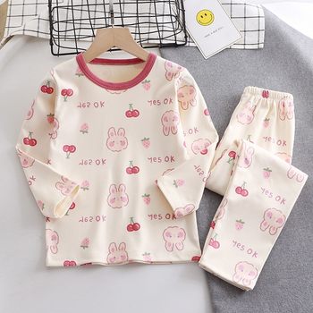 Children's pajamas suit autumn and winter home service moral velvet baby underwear boys' home service girl autumn clothes autumn pants children's clothing

