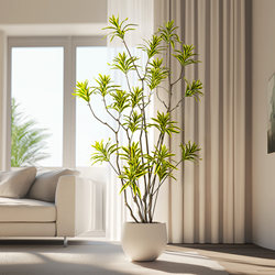 Large Artificial Plant Lily Bamboo Potted Indoor Fake Tree Bionic Green Plant Home Floor Decoration Living Room High-End Feel