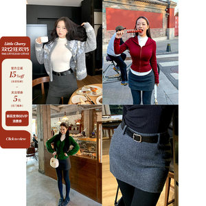 
Meaty Little Cherry Memory Grayscale Slightly Fat Woolen Skirt Women's Winter Wool Hip-covering Skirt Mid-waist Short Skirt