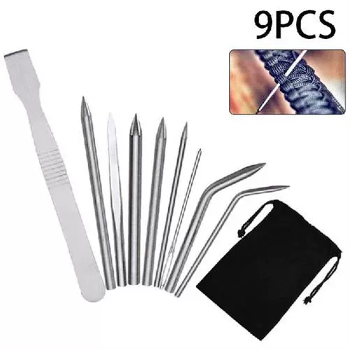 9 Pcs Stainless Steel Paracord Needle FID Set Paracord Lacing