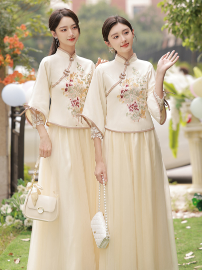 bridesmaid dresses chinese Girlfriend Dresses Wedding Bridesmaid Dress Sisters Chinese Style Full Ame_handmadesg