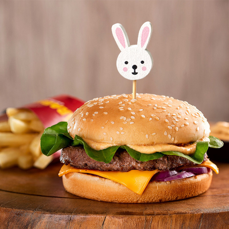ハンバーガー　フルーツ　ピック　フォーク Amazon | FELTECHELECTR 100 バーガー フルーツ ピック ハンバーガー