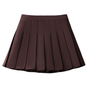 
Large size brown suit pleated skirt jk skirt women's autumn and winter versatile fat mm hips with high waist slim A-line short skirt