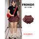 Fat mm ruffled skirt pants for women in summer large size anti-light protection against hips and slim red plaid A-line puffy short skirt
