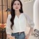 New Chinese style Chinese style 7-quarter sleeve shirt for women 2024 summer new niche puff sleeves Tennis top
