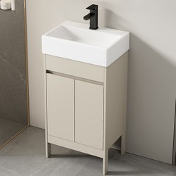Space Aluminum Bathroom Cabinet Combination Floor-Standing Washbasin Integrated Ceramic Bathroom Washbasin Small Apartment Washbasin