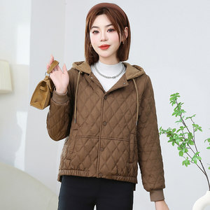 Down jacket women's short autumn and winter new hooded middle-aged mother's wear light cotton clothespin cotton jacket cotton jacket