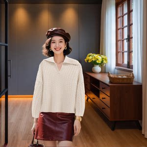 
Regular wool round neck regular pullover cashmere sweater