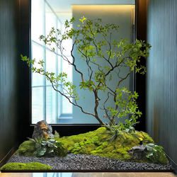 High-Quality Yew Tree Landscaping under the Stairs, Simulated Green Plant Banyan Tree, Hotel Window Fake Tree, Villa Courtyard Decoration