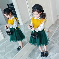 Girls' Dress Spring and Autumn 2024 New Style Fashionable Pure Cotton Children's Skirt Two-Piece Set Sweet Princess Style Suit