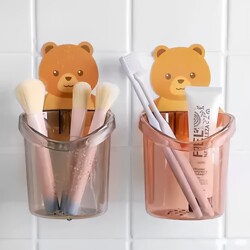 No-Drill, High-Looking Bathroom Storage Rack, Cartoon Bear Bathroom Storage Rack, Wall-Mounted Storage Box