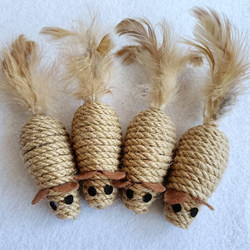 Hachongle Cat Toy Hemp Rope Feather Mouse Cat Self-Entertainment Boredom-Relief Gadget Cat Energy-Consuming Toy Cat Toy