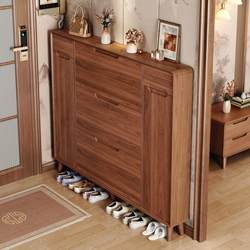 New Chinese-Style Ultra-Thin Tipping Shoe Cabinet for Home Entrance, 2025 New Popular Model, Integrated Solid Wood Color Shoe Rack for Entryway