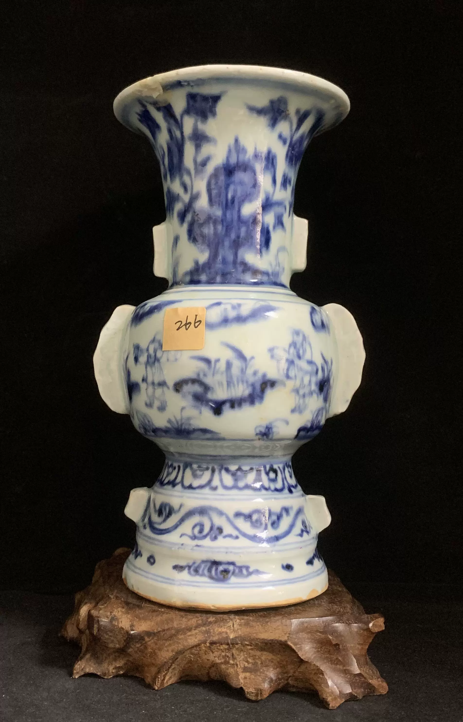 清同治粉彩人物故事纹双耳瓶老瓷器古玩收藏品