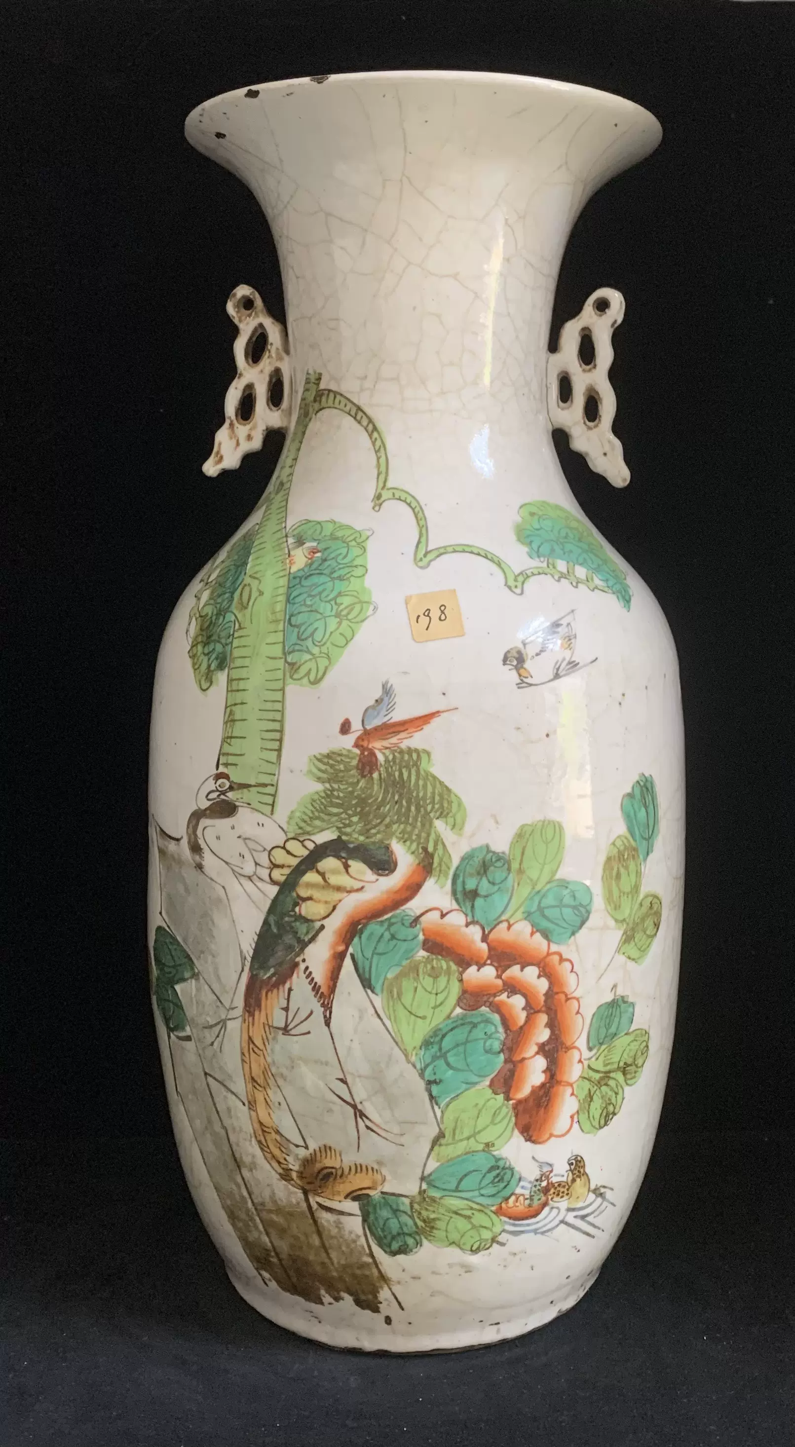 清同治粉彩人物故事纹双耳瓶老瓷器古玩收藏品