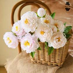 Dried bouquets, luxurious peonies for living room decoration, high-end dining table