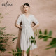 
Evely outlets store high waist slim lady lace-up pleated V-neck dress midi skirt spring and summer women's skirt