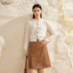 Evely skirt retro leather large pocket high-end skirt 2024 spring and summer new style