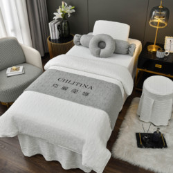 High-end Light Luxury Beauty Bed Cover Four-piece Four-season Universal Knitted Cotton Beauty Salon Special Physiotherapy Head Therapy Bed Cover