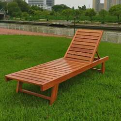 Outdoor Solid Wood Lounge Chair, Anti-Corrosion Chair, Lunch Break Beach Chair, Home Leisure Balcony Pool Chair, Begonia Wood Chair