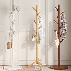 Solid Wood Coat Rack Floor-Standing Clothes Rack for Living Room, Office, Bedroom, Bedside, Home Use, Standing Rack for Hanging Bags and Clothes